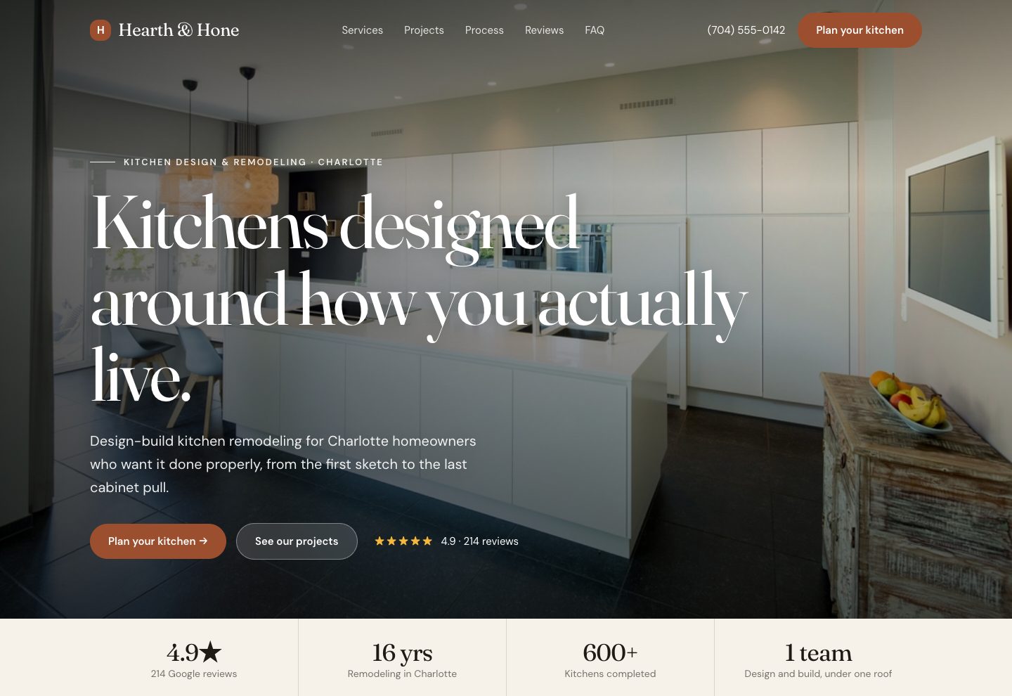 Hearth & Hone website concept