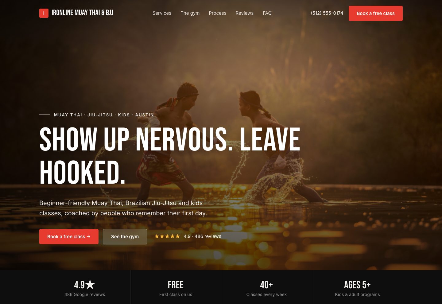 Ironline Muay Thai & BJJ website concept