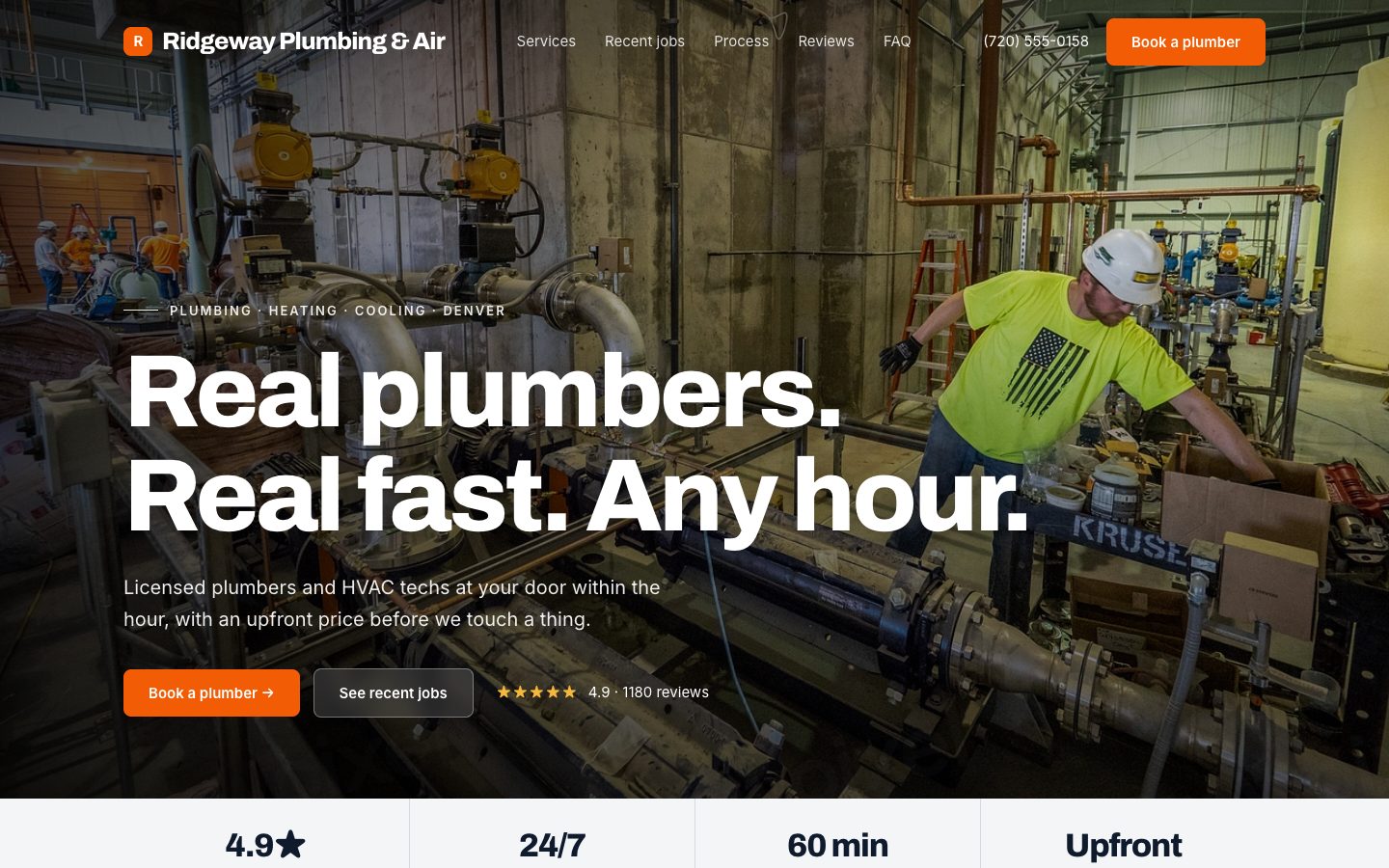 Ridgeway Plumbing & Air website
